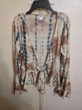 VENUS Blue & Brown Tie-Dye Top